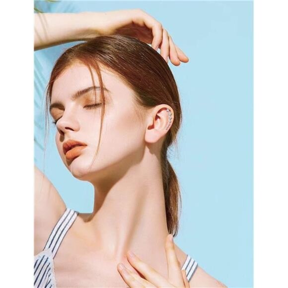 Sterling Silver Climber Earrings for Women 7Crystals Ear Cuffs Cartilage Jewelry - Picture 3 of 7